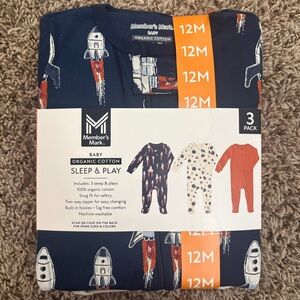 Member's Mark Baby Organic Cotton Sleep & Play Bodysuit - Navy Blue